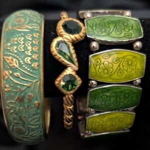#5. Green Floral Enamel Persian Style Enamel & Bangle Indian Bracelets